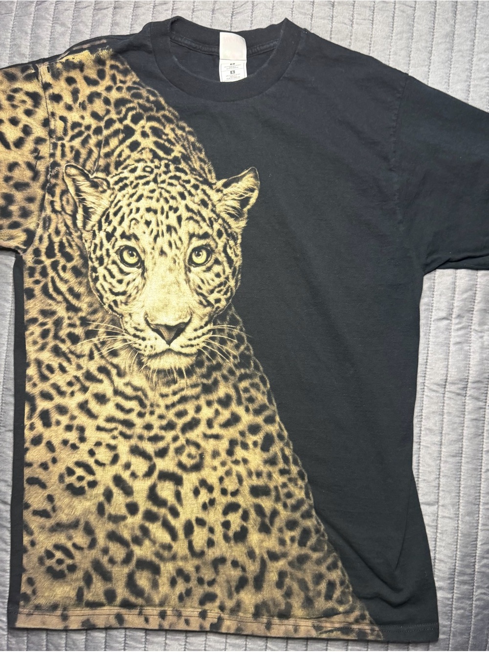 80’s retro Fruit of the Loom Leopard t-shirt - Black and Cream L